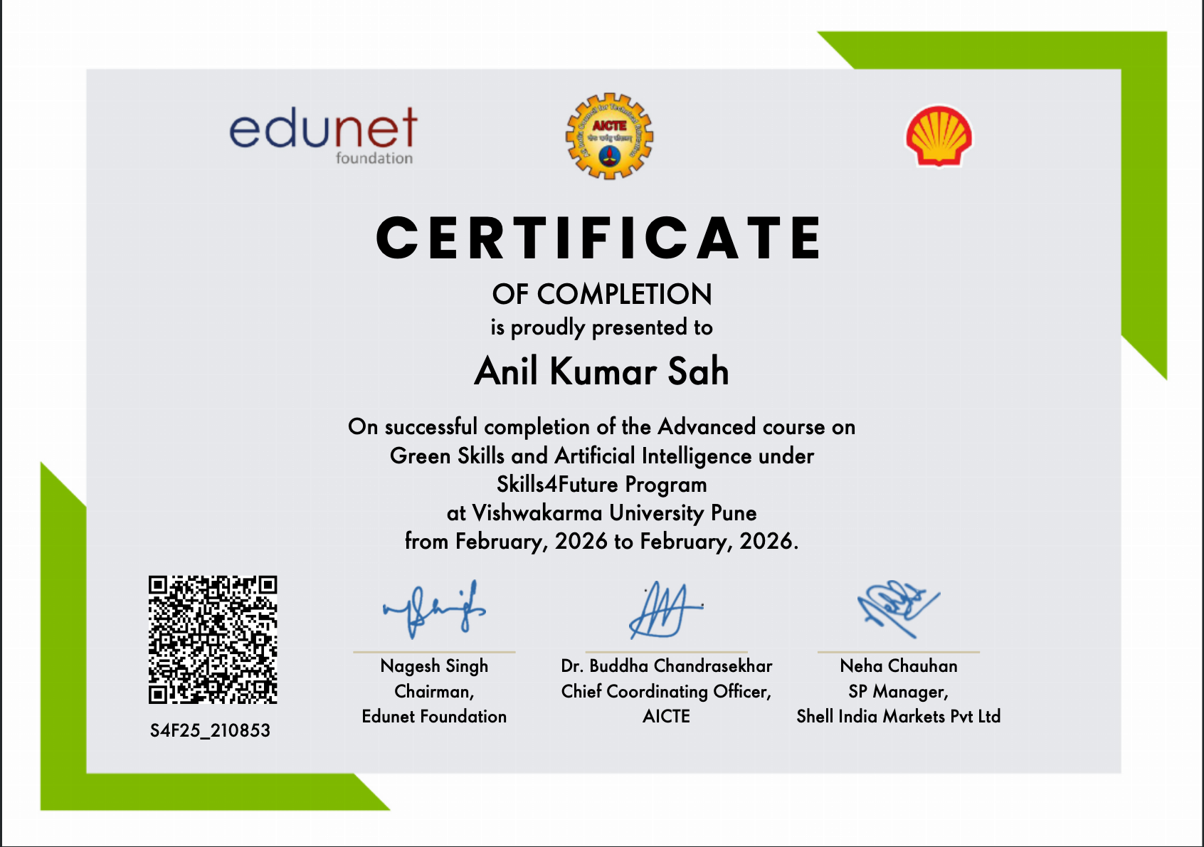 Green Skills and Artificial Intelligence Certificate